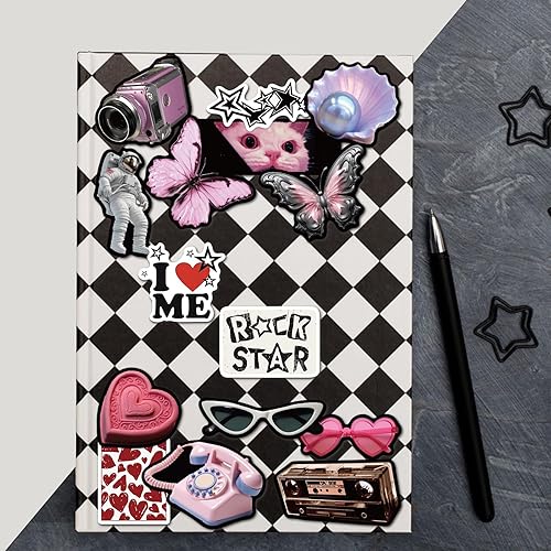 Miniatura 7 de 100 piezas de calcomanías estéticas Calcomanía retro de chicas del centro de la ciudad Y2K Lindas calcomanías cibernéticas de moda de los 2000