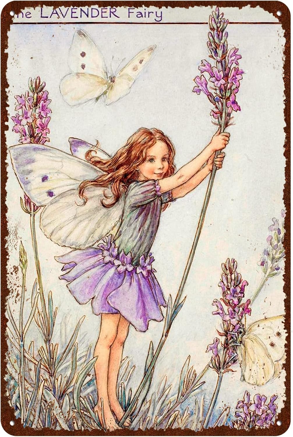 Ahee Tin Sign 148 Flower Fairy Signs Vintage Metel Tin Signs Novelty Garden Signs Retro Wall Decor Home Wall Signs - The Lavender Fairy Size 12