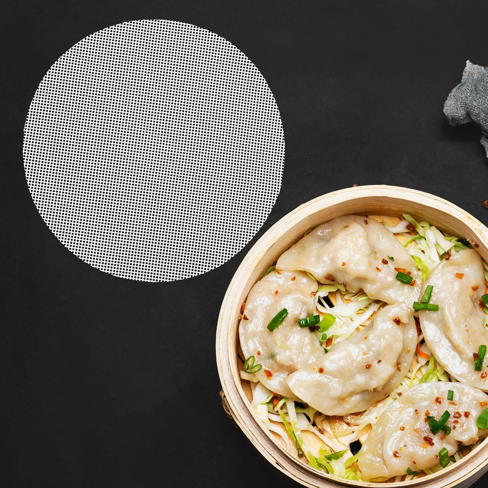 Healifty 30 Stück Silikon-Dampfgarer-Einlagen: Matte für gedämpfte Teigtaschen für Restaurants – wiederverwendbares Netz-Pad – rundes antihaftbeschichtetes Backblech – Schnellkochtopf für