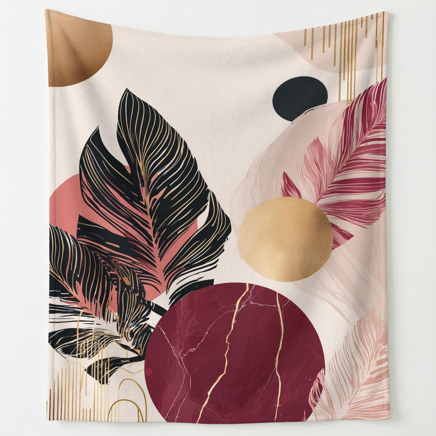 Générique Koc flanelowy w kratę 180 cm x 200 cm gruby jesienny koc polarowy ciepły, nowoczesny abstrakcyjny Boho delikatny luksusowy elegancki natura puszyste rośliny lekkie koce