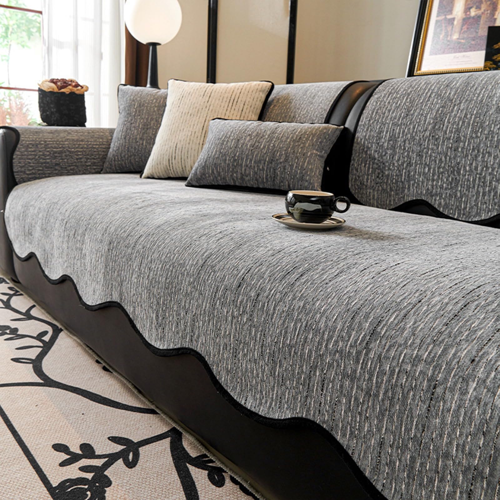 Housse de canapé en chenille 70x70cm tapis de protection antidérapant lavable salon