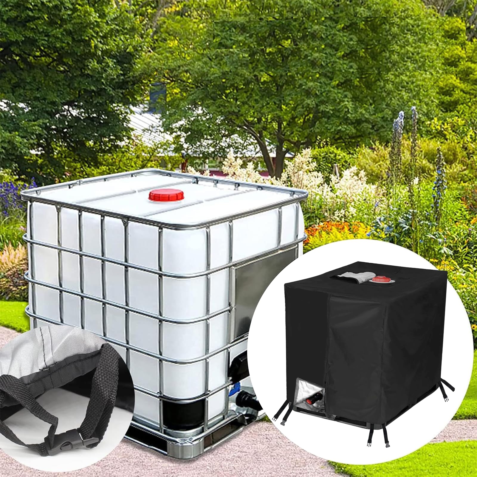 IBC - Cubierta para depósito de agua IBC, cubierta para depósito IBC de 1000L, cubierta de depósito IBC, cubierta para depósito de combustible Oxford IBC, cubierta IBC