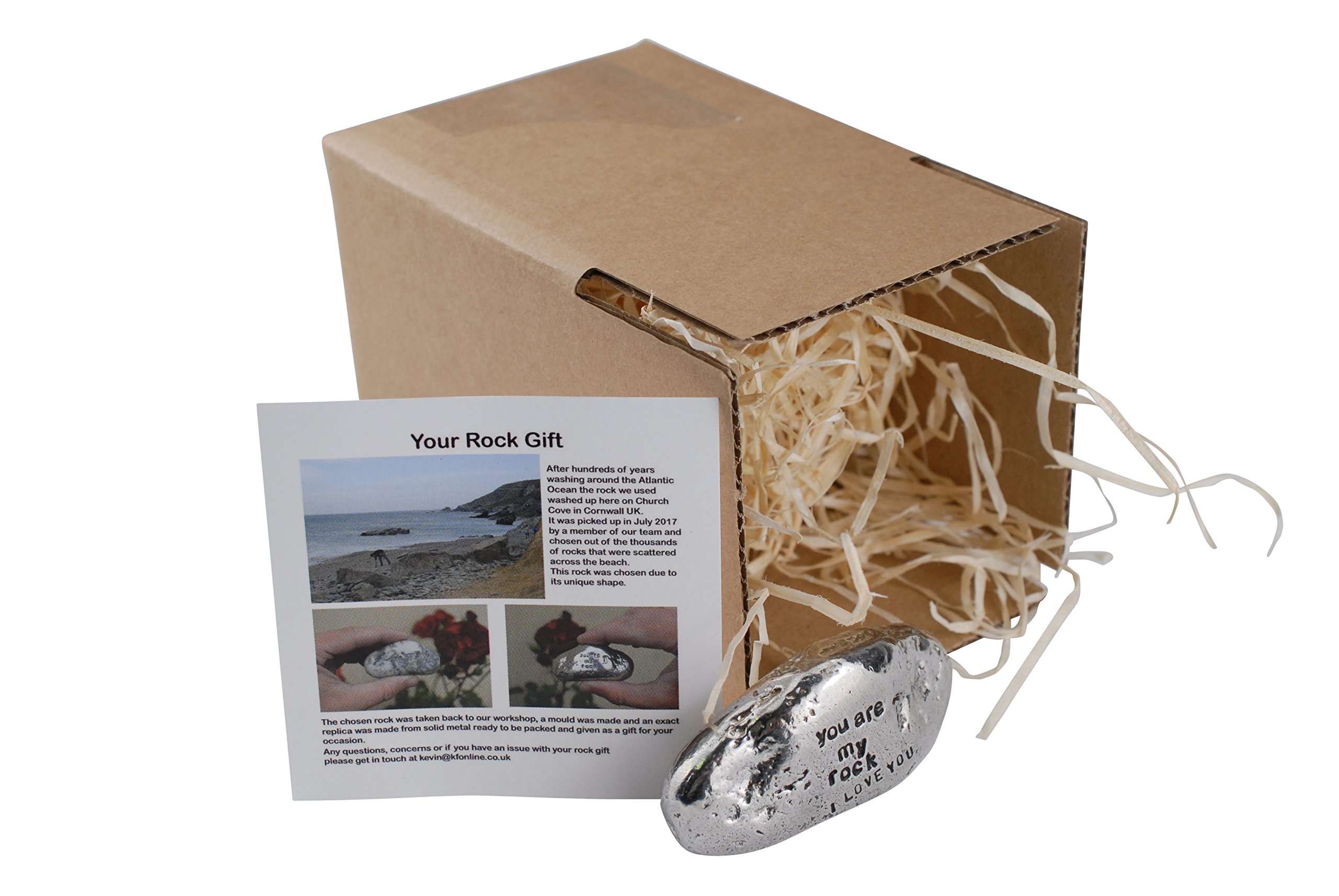 Regalo 'You Are My Rock' - Sasso In Metallo Solido Lucido Con Scritta, Peso 200g, Per Lui O Lei - San Valentino - 2