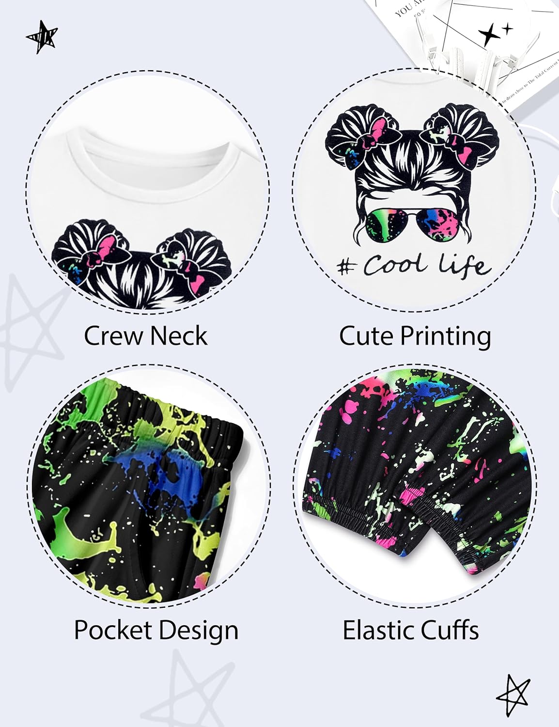 CRISONE Girl Outfits Long Sleeve Printed Crop Tops + Camouflage Pants 2pcs Fall Winter Clothes Set - Image 8