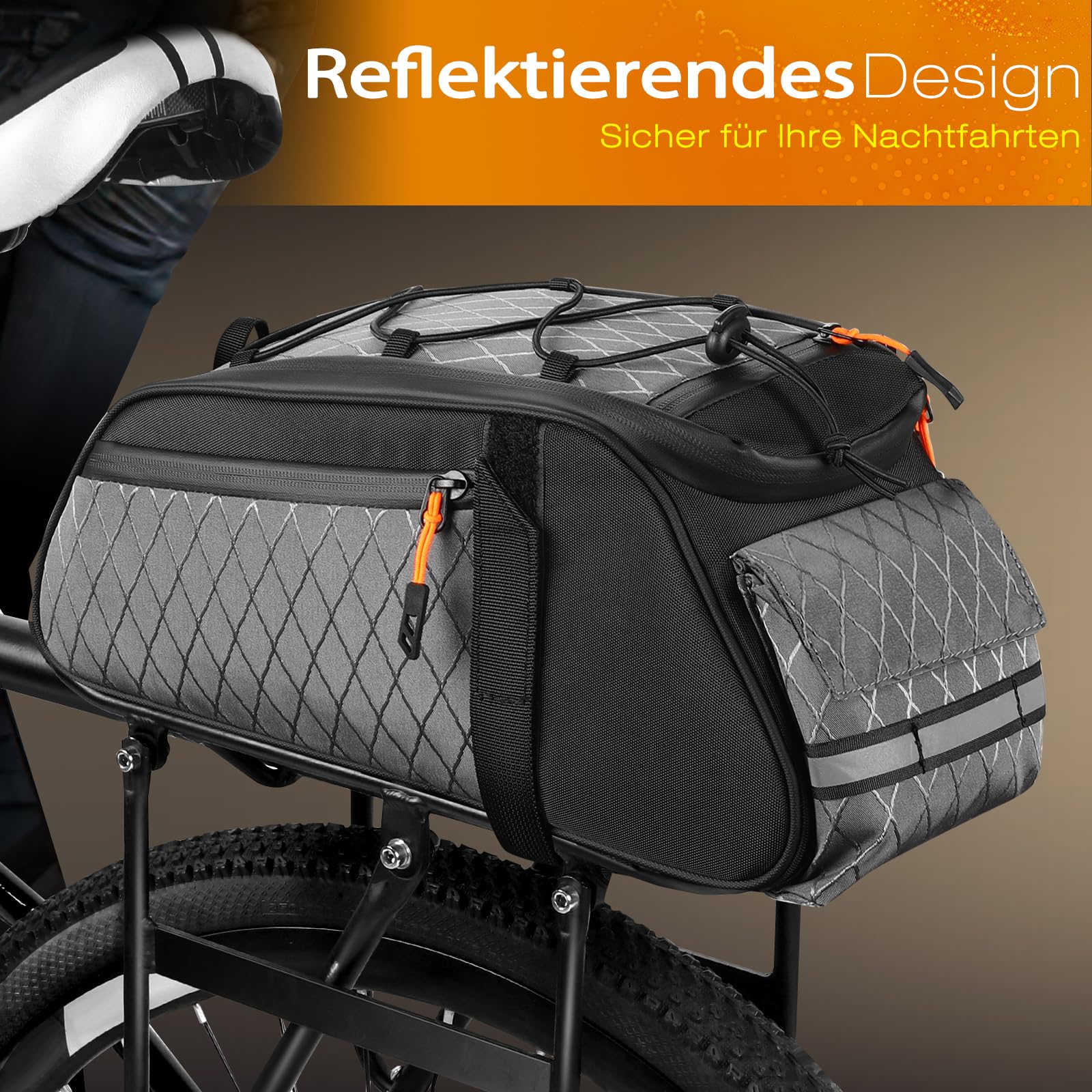 toptrek Borse per bicicletta 3 in 1, per portapacchi, 10 l, impermeabile | Borsa per bicicletta, portapacchi, con maniglia e tracolla