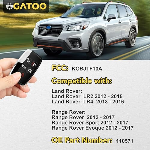 Miniatura 3 de Llavero inteligente de repuesto para Land Rover LR2 LR4 2012-2016, Range Rover Sport Evoque 2012 2013 2014 2015 2016 2017, KOBJTF10A, juego de 2