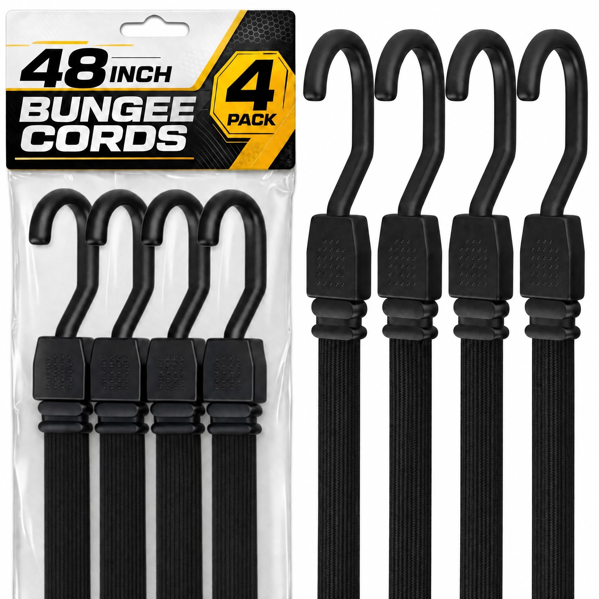 Houseables Long Bungee Cords with Hooks, Bungee Cords with Hooks