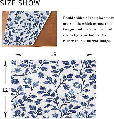 Miniatura 8 de Custom Europen Vine Scroll Pattern Blue Easter Place Mats Interior rústico lavable redondo manteles individuales 6 piezas 12 x 18 manteles redondos