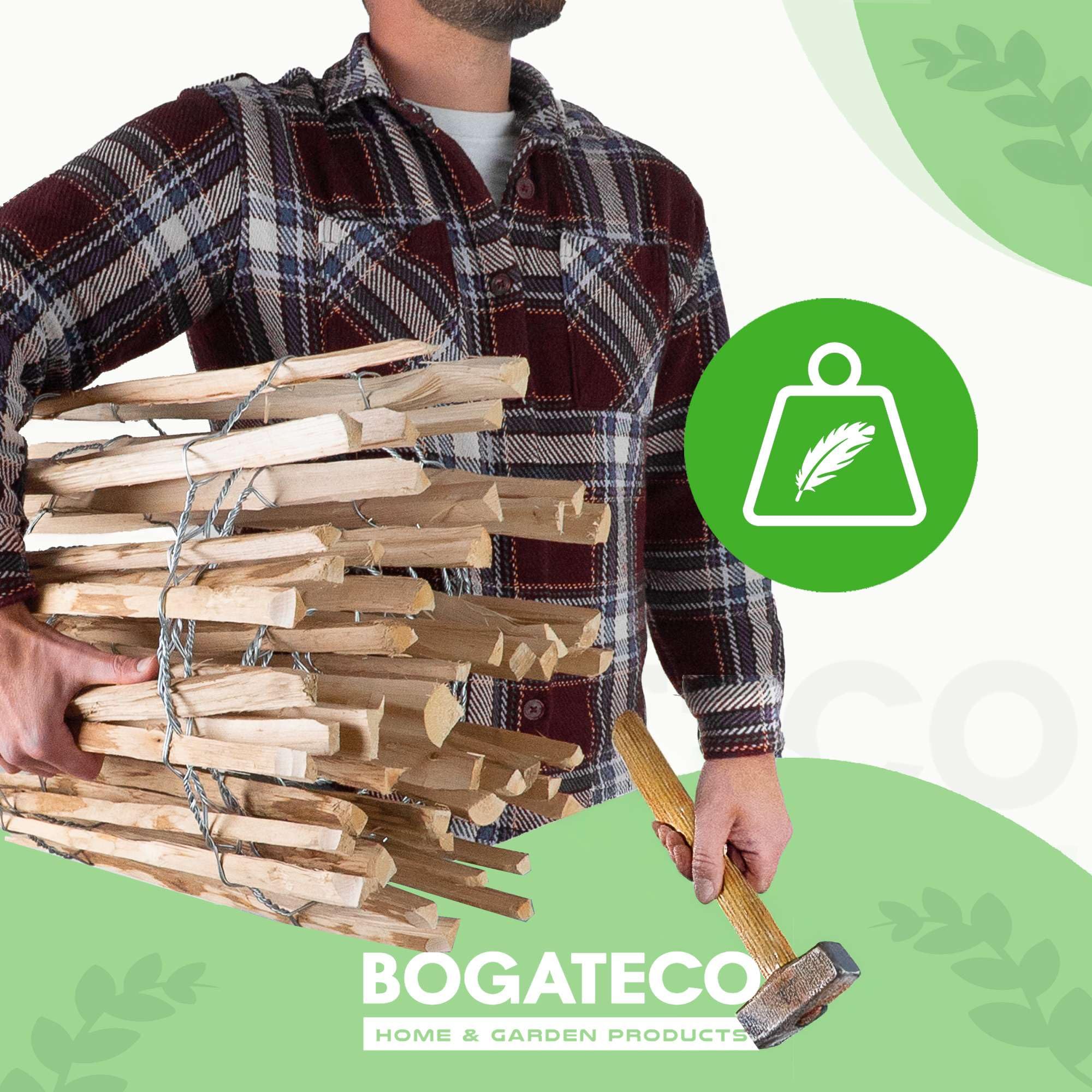 BOGATECO Piquet Clôture en Noisetier Bois | 500 cm de Long et 50 cm de Hauteur | Distance Entre Lattes 4-5 CM | Idéal comme Une Clôture de Jardin | Peut être Utilisé comme de Support pour Les Vignes