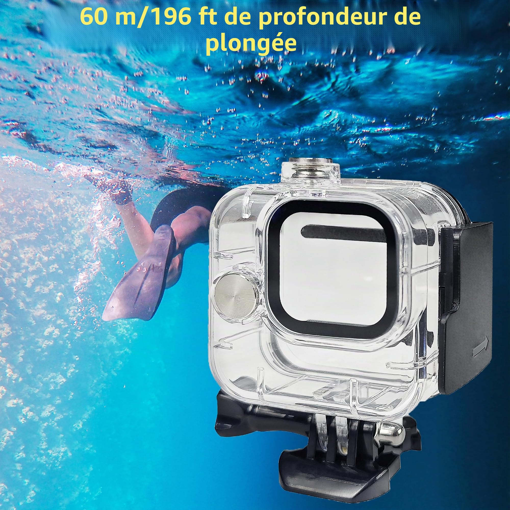 FitStill Étui de protection étanche 60 m compatible avec Go Pro HERO11 Black Mini, monopode flottant, poignée de plongée pour caméra d'action Hero 11 Mini, kit d'accessoires