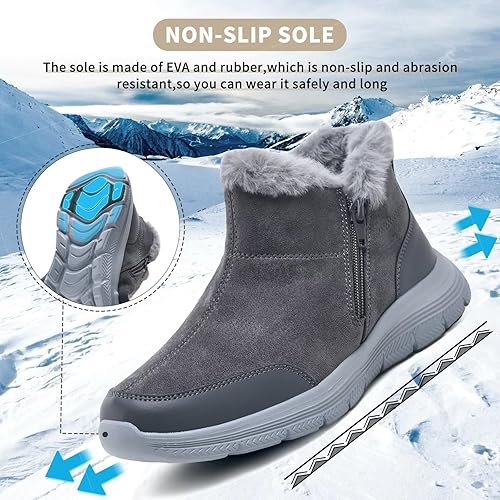 Miniatura 6 de TIOSEBON Botas de invierno con forro de piel para mujer, antideslizantes, resistentes