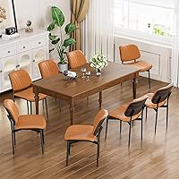 Vista 19 de Juego de 4 sillas de comedor, modernas de mediados de siglo, para comedor y cocina, con tapizado de piel sintética en rayas verticales para tocador