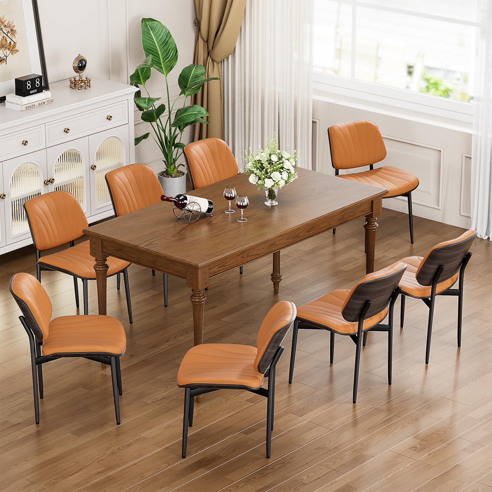 YaFiti Dining Chairs Set of 8, Mid Century Modern PU Leather Kitchen Chairs