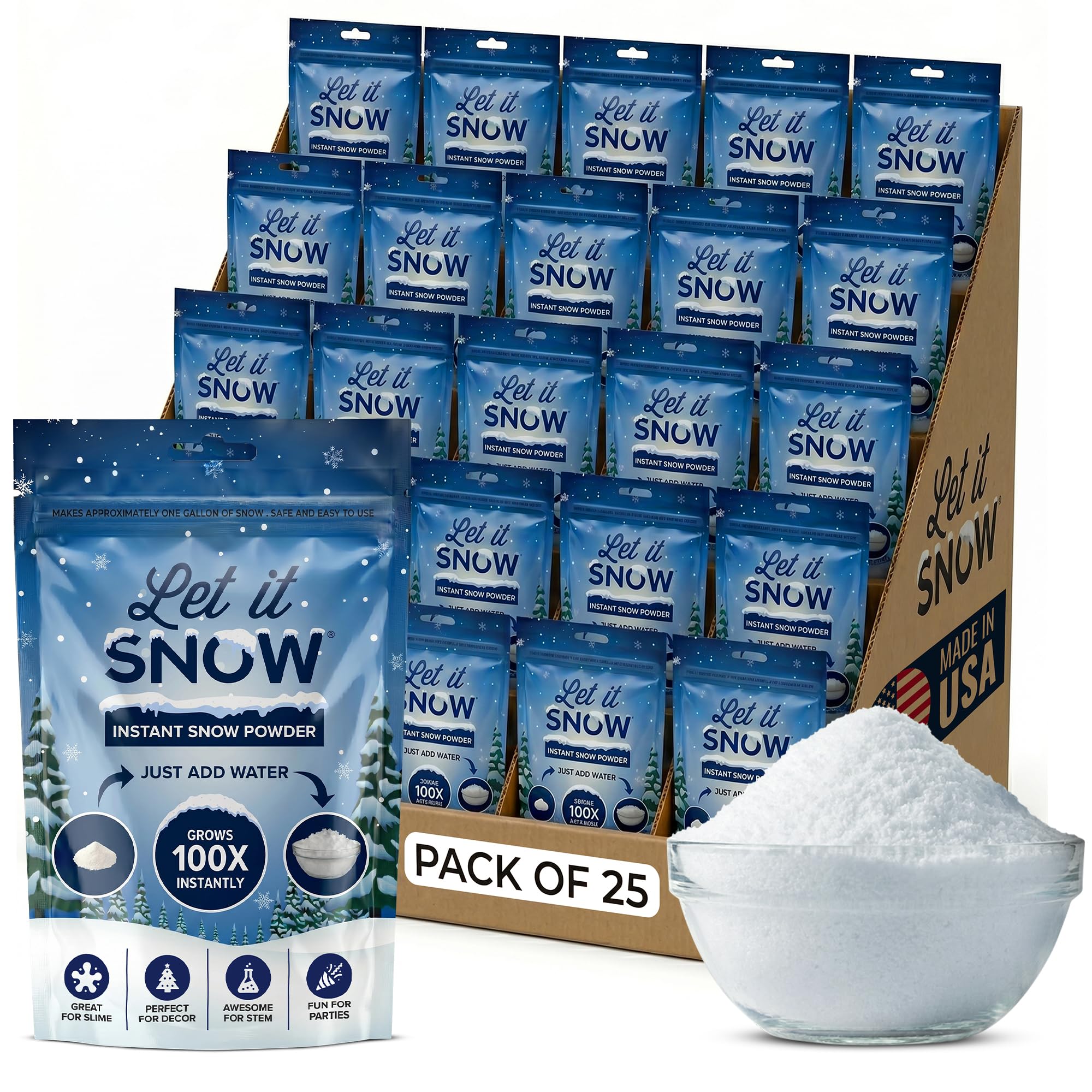 Instant Fake Snow for Slime Made in USA Safe &amp; Easy Artificial Snow Powder