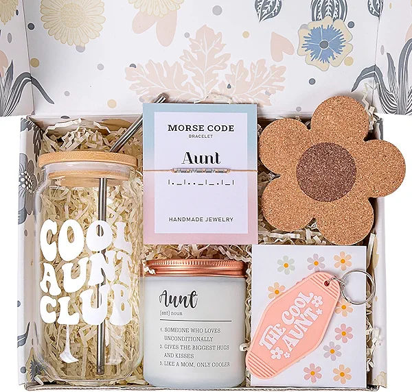 Aunt Gifts From Niece, Nephew - Auntie Gift Ideas Coffee Glass Cup Gift For Aunt To Be, New Aunt, Promoted To Aunt, Pregnancy Announcement For Aunt - Birthday, Mothers Day, Christmas For Aunt