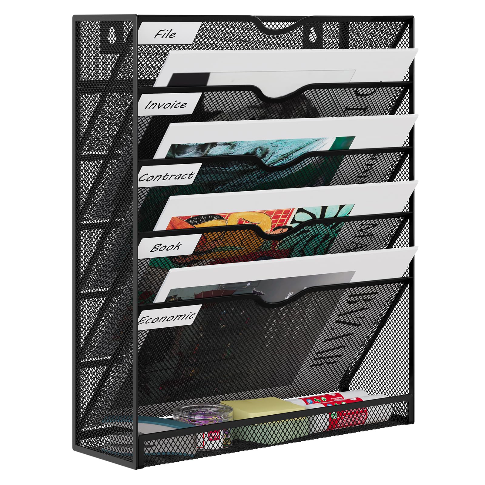 EasyPAG 10 metalen vakken, tijdschriftenhouder, wandmontage, A4, bureau