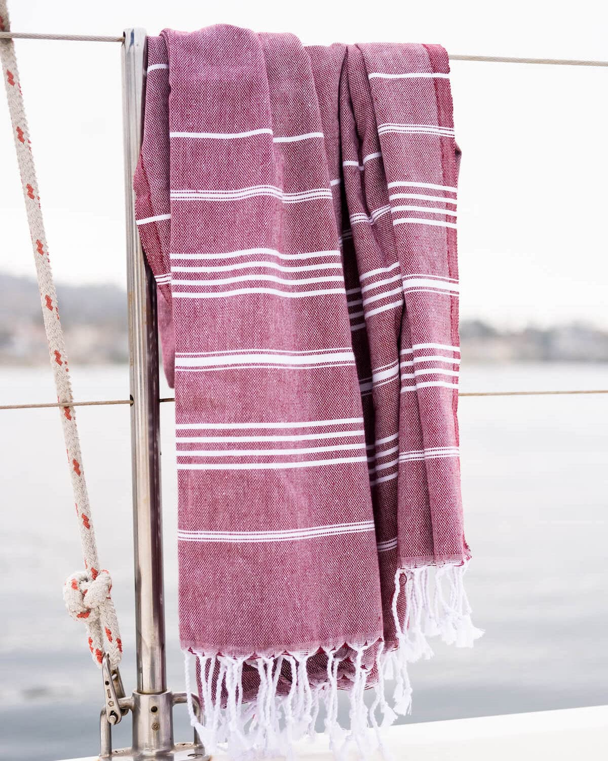 Teema Large Turkish Beach Towel – 100% Turkish Cotton, Sand-Free & Fast Drying, Maroon Color
