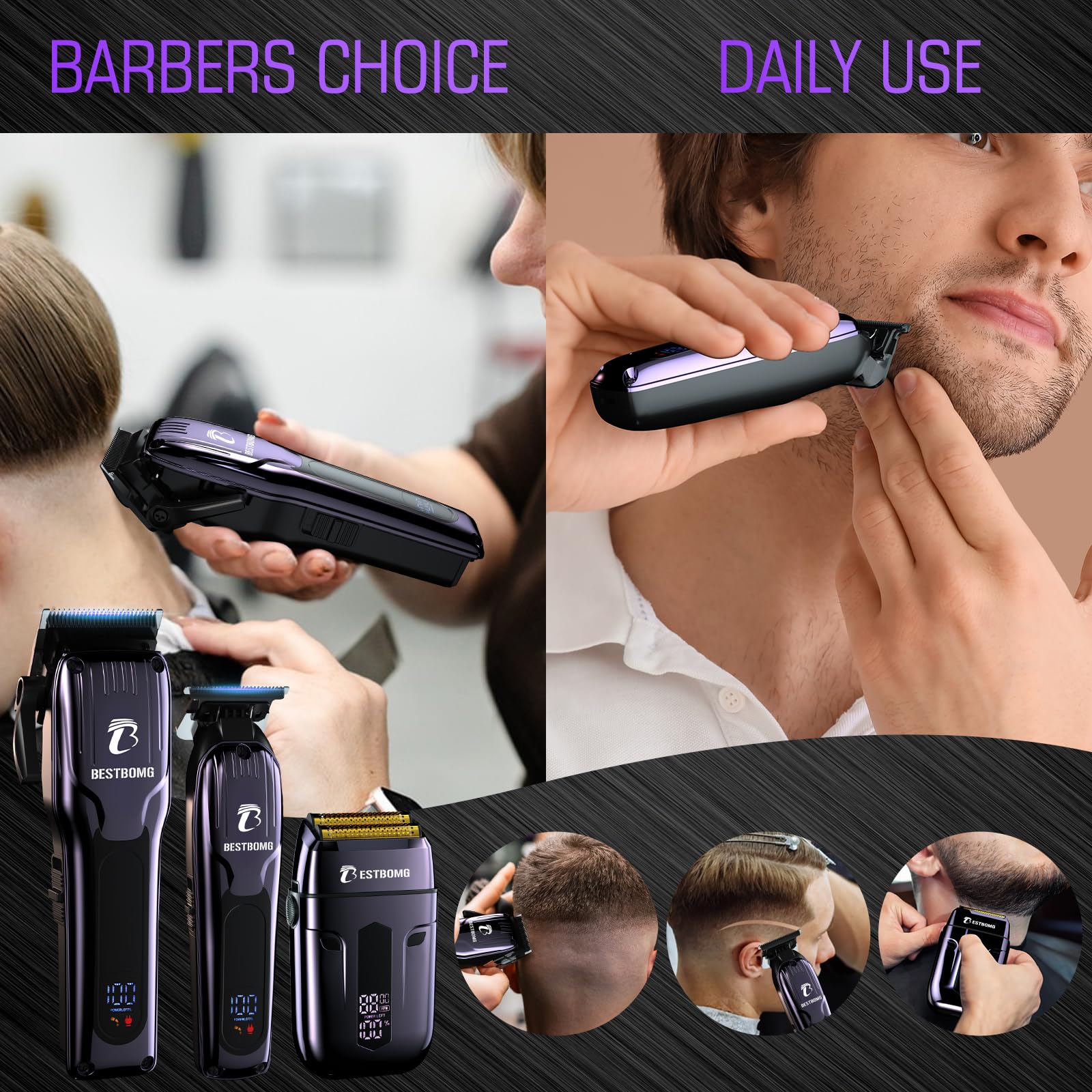 Haarschneidemaschine für Männer, professionelle Haarschneidemaschine, Bartschneider & wiederaufladbares Rasierer-Set, Metall-T-Klinge, LED-Display, Friseur-Haarschneide-Set für Männerpflege