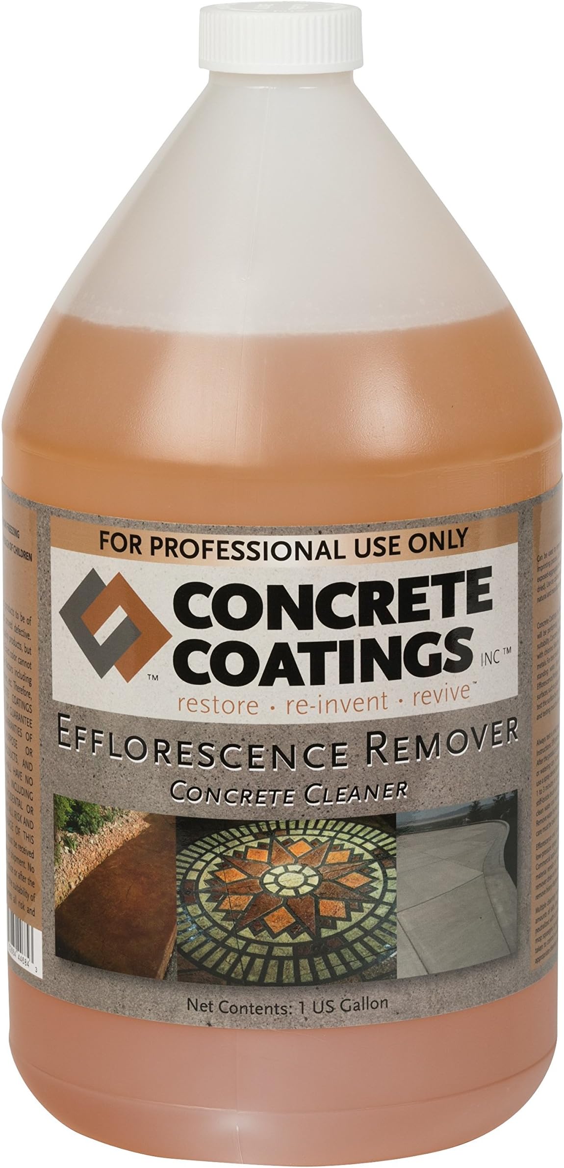 Concrete Coatings Efflorescence & Antique Release Remover - Safe to Use Cleaner for Concrete, Porous Brick, Natural and Manufactured Stone (1 Gal)