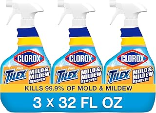 Clorox Plus Tilex Mold and Mildew Remover with Bleach, Spray Bottle, 32 Fluid Ounces, Unscented, Pack of 3