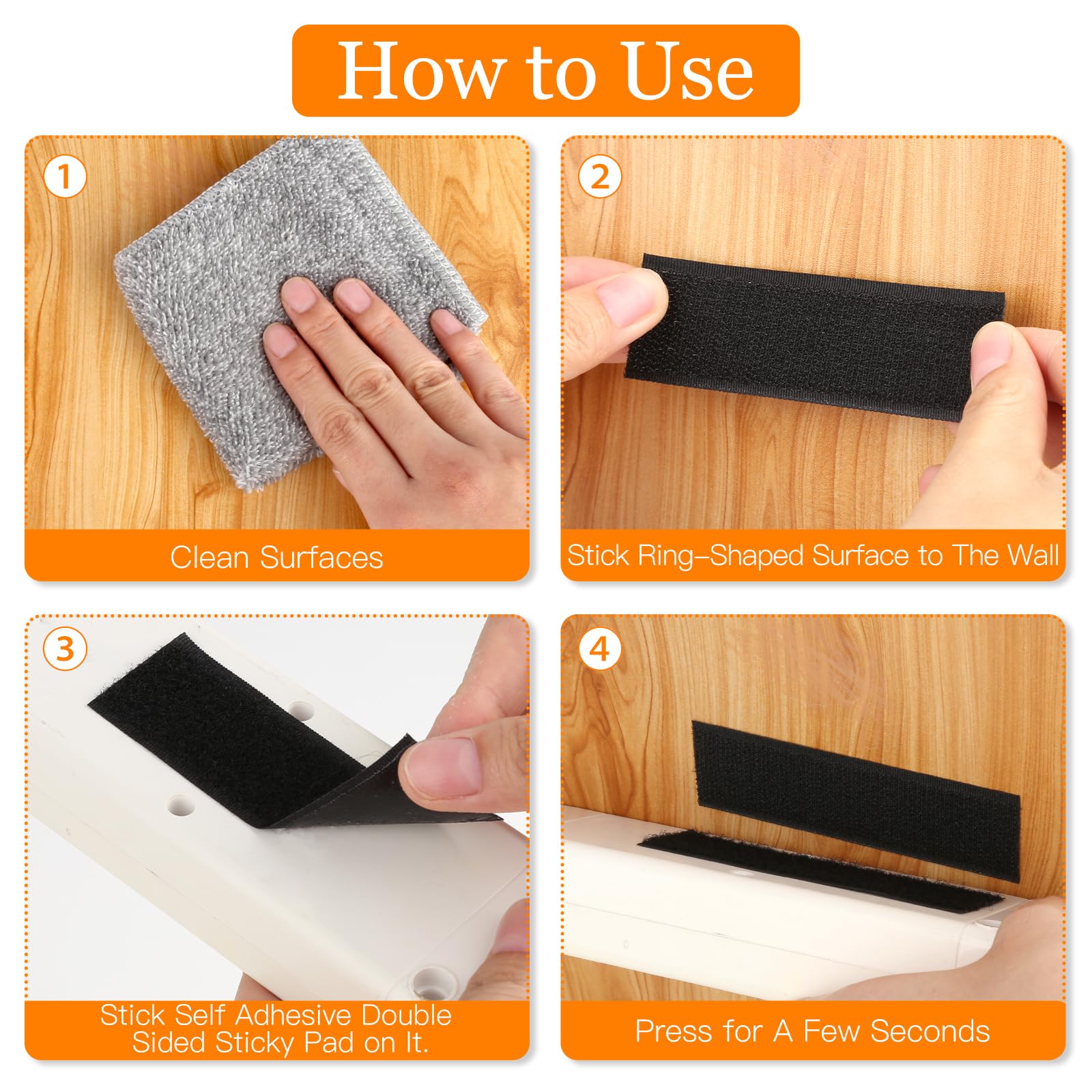 Lot De 20 Bandes Velcro Autocollantes - Noir - Double Face - Extra Forte - Avec Carré Et Rond - Pour Murs, Sol, Portes, Verres, Métaux, Miroirs