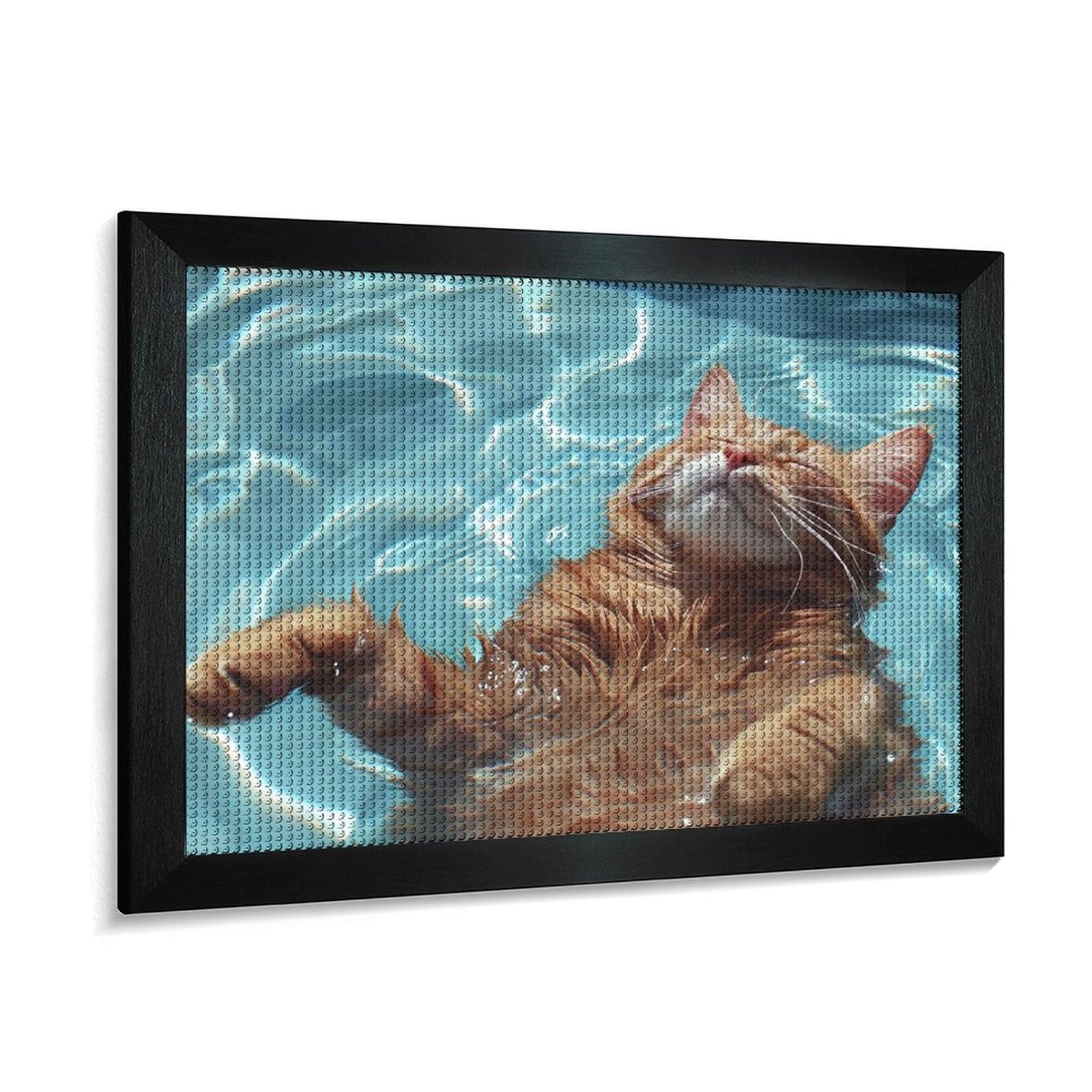 猫の刺繍アート フレーム付き