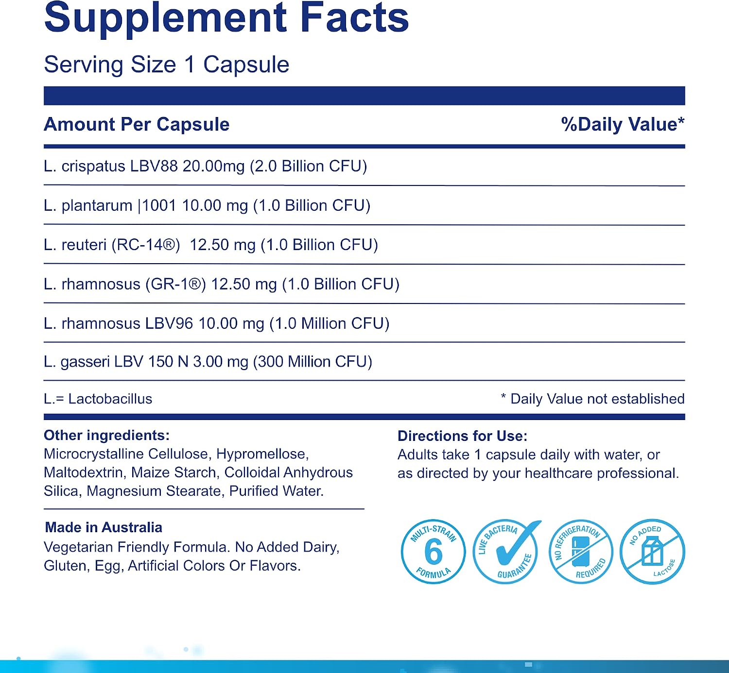 Life-Space Probiotic for Women, Support Healthy Vaginal Microflora & Comfort, BV & VVC Infection Treatment, Urinary Tract Health, Lactobacillus rhamnosus, 6.3 Billion CFU, Multi Strain - 60 Capsules