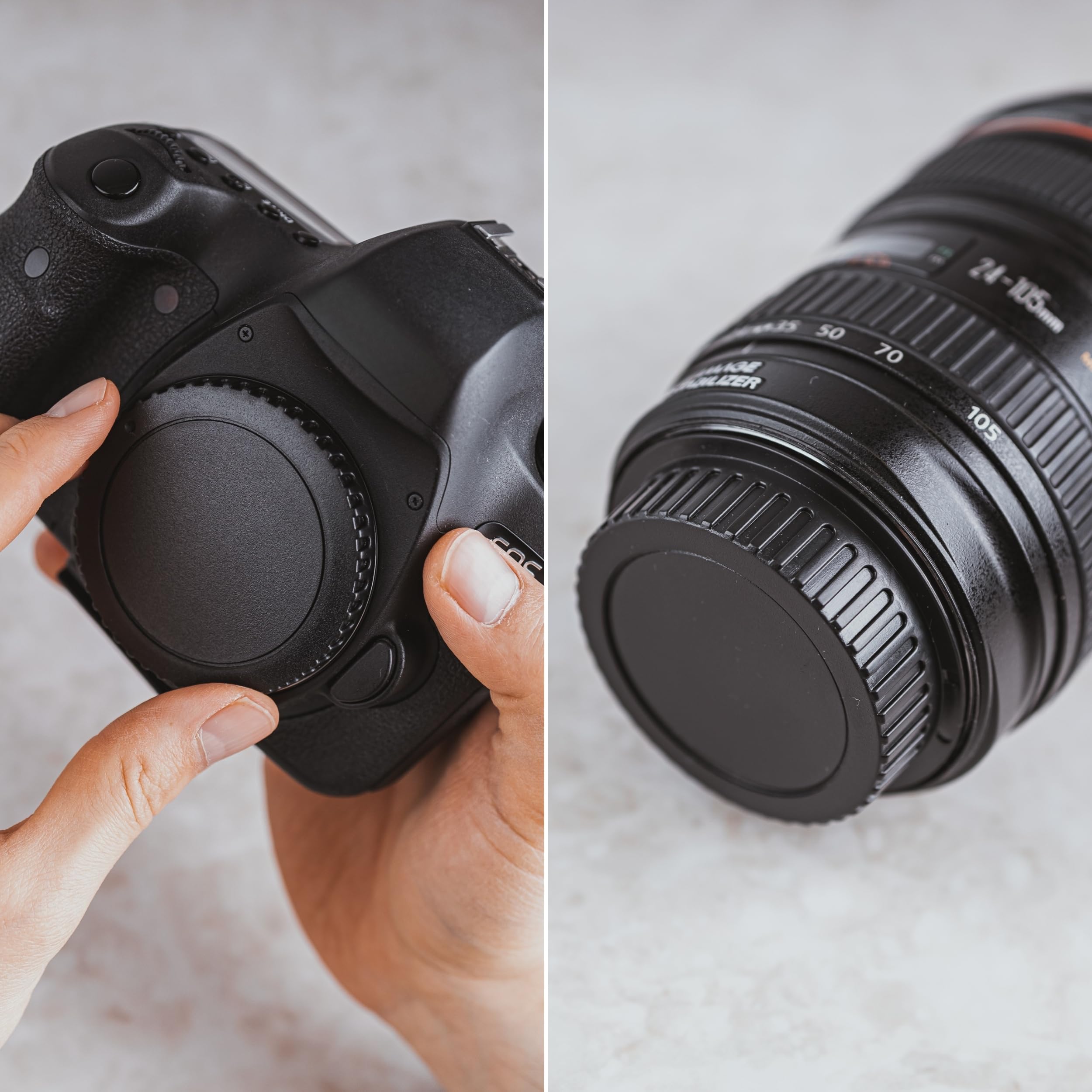 Lens-Aid Set Copri-Corpo + Tappo Lente (Retro) Compatibile con Panasonic Lumix Fotocamera e Obiettivo con L Attacco – Protezione contro polvere, umidità e graffi