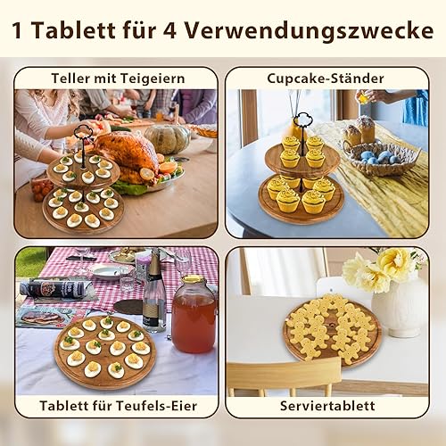Miniatura 6 de Honitra Bandeja de huevos Deviled, bandeja de huevos Deviled de 22 agujeros para huevos Deviled, soporte para huevos de doble capa y soporte para