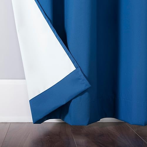 Miniatura 5 de Sun Zero Halton - Panel de cortina totalmente opaca con ojales, diseño Bright Vibes, 40 x 96 pulgadas, color Azul Clásico