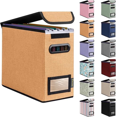 Miniatura 46 de BALEINE - Caja organizadora de archivos con tapa, organizador de carpetas plegable con riel de plástico, caja para carpetas colgantes para Gris