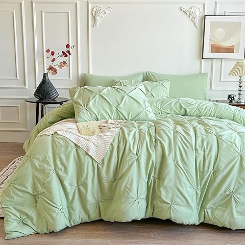 Maple&Stone Juego de edredón tamaño King, juego de ropa de cama King de 7 piezas, juego de cama con pintuck en una bolsa, juego de cama con edredón,