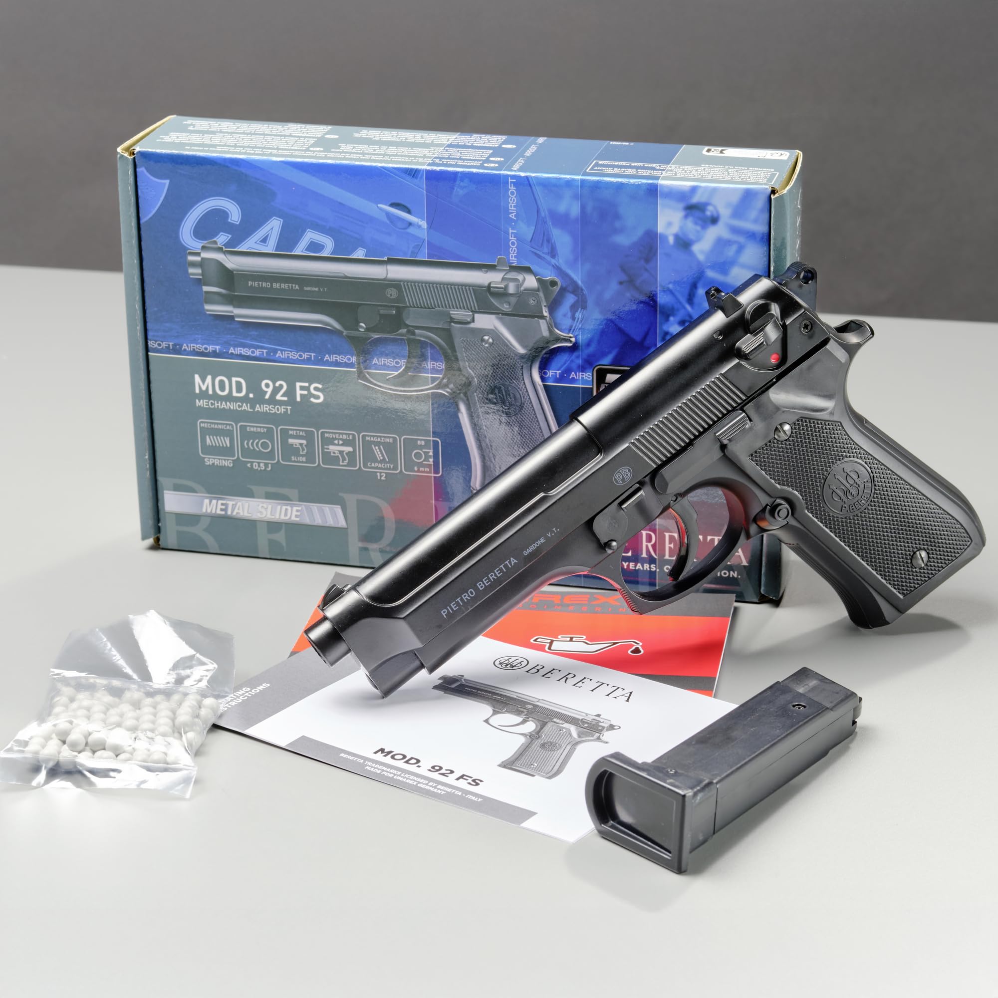 Beretta M92 FS Noir HME Culasse Métal Spring 0.5J Adulte Unisexe, Taille Unique