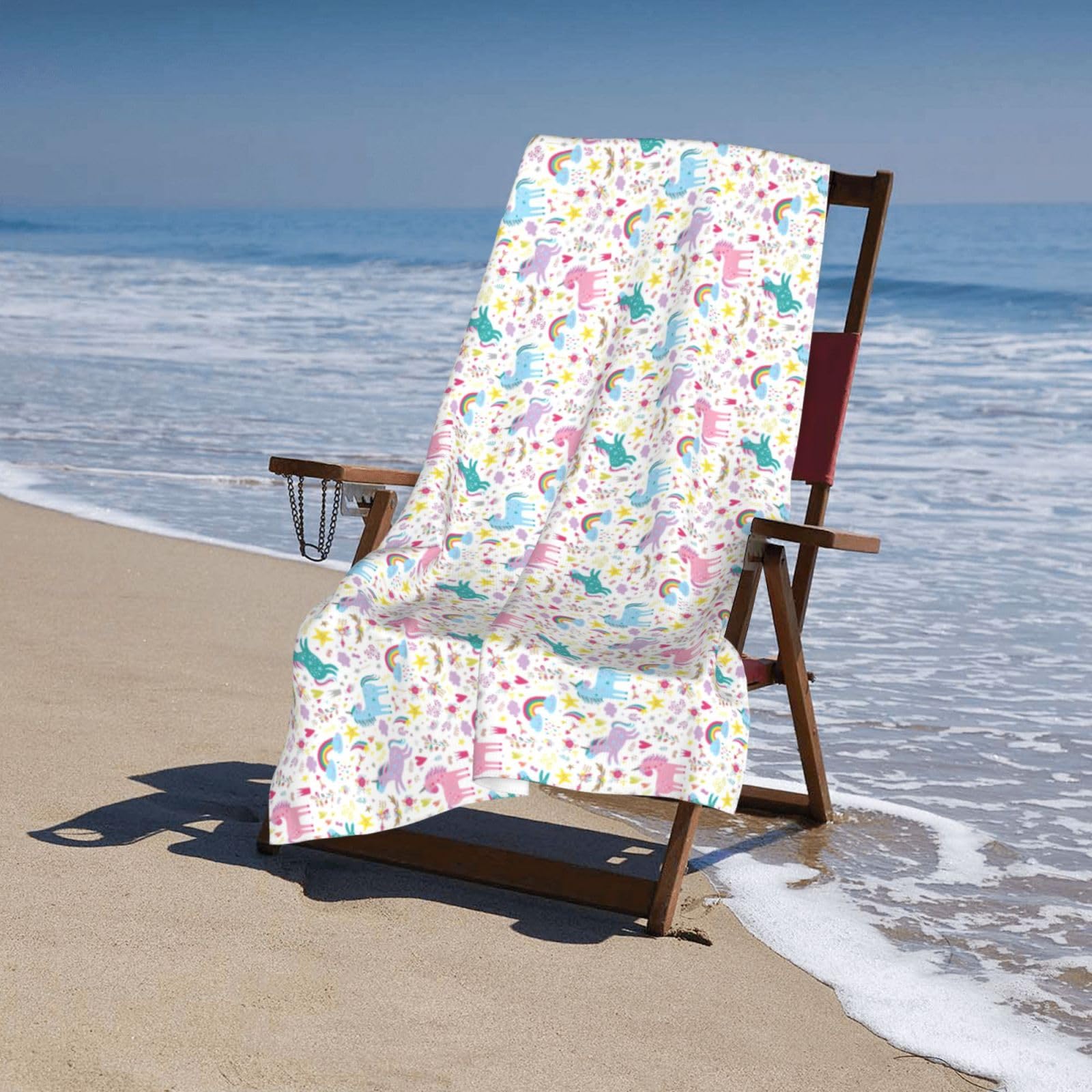Toallas de playa de gran tamaño con estampado rosa de unicornios para adultos, de secado rápido, suaves, ligeras, regalo de viaje