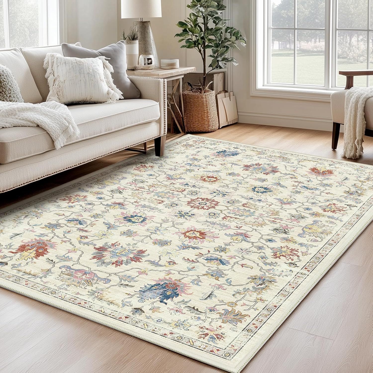 Tapis salon grand 180x250cm antidérapant pour éviter les glissades sur parquet