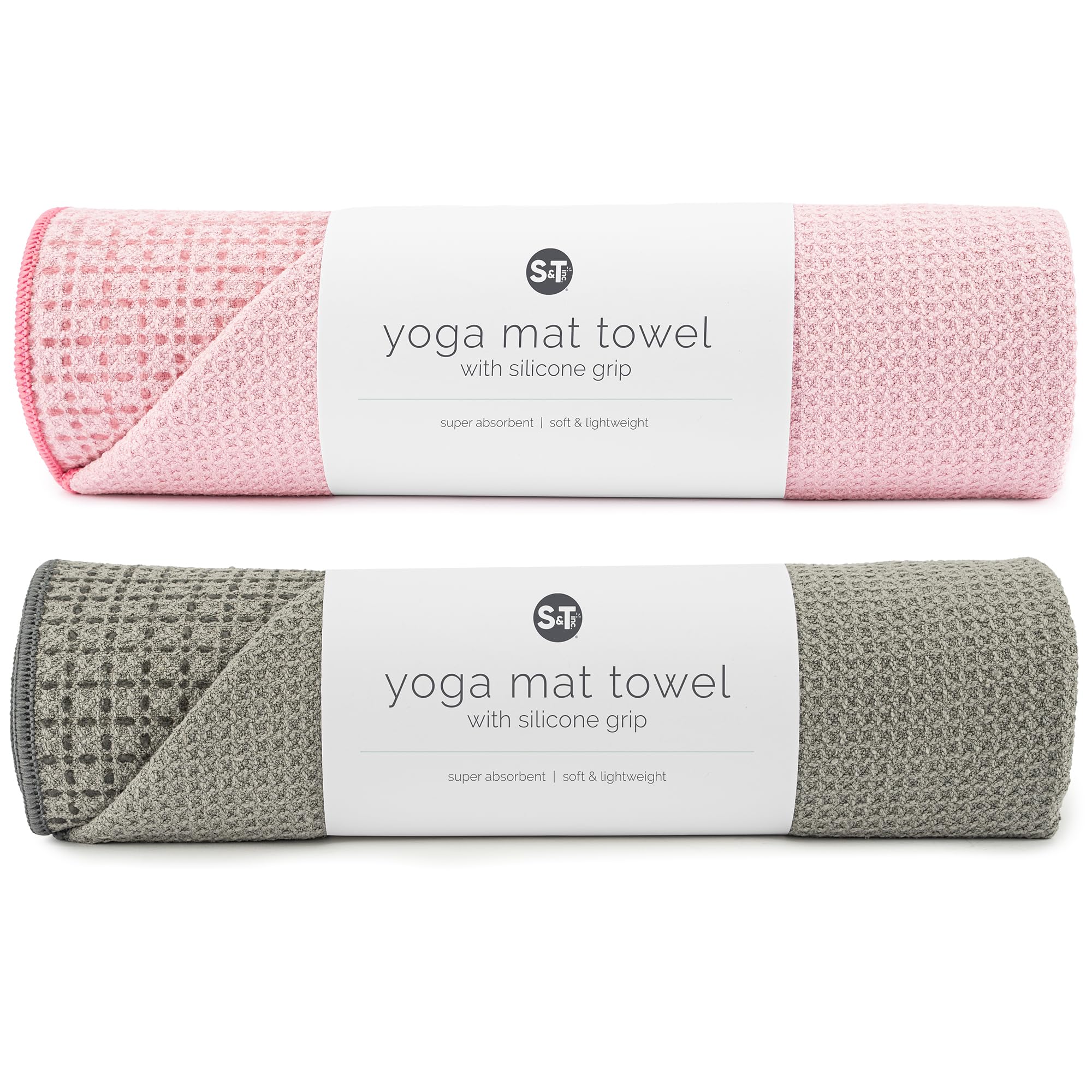 Serviette de tapis de yoga avec prise en main en silicone antidérapante douce