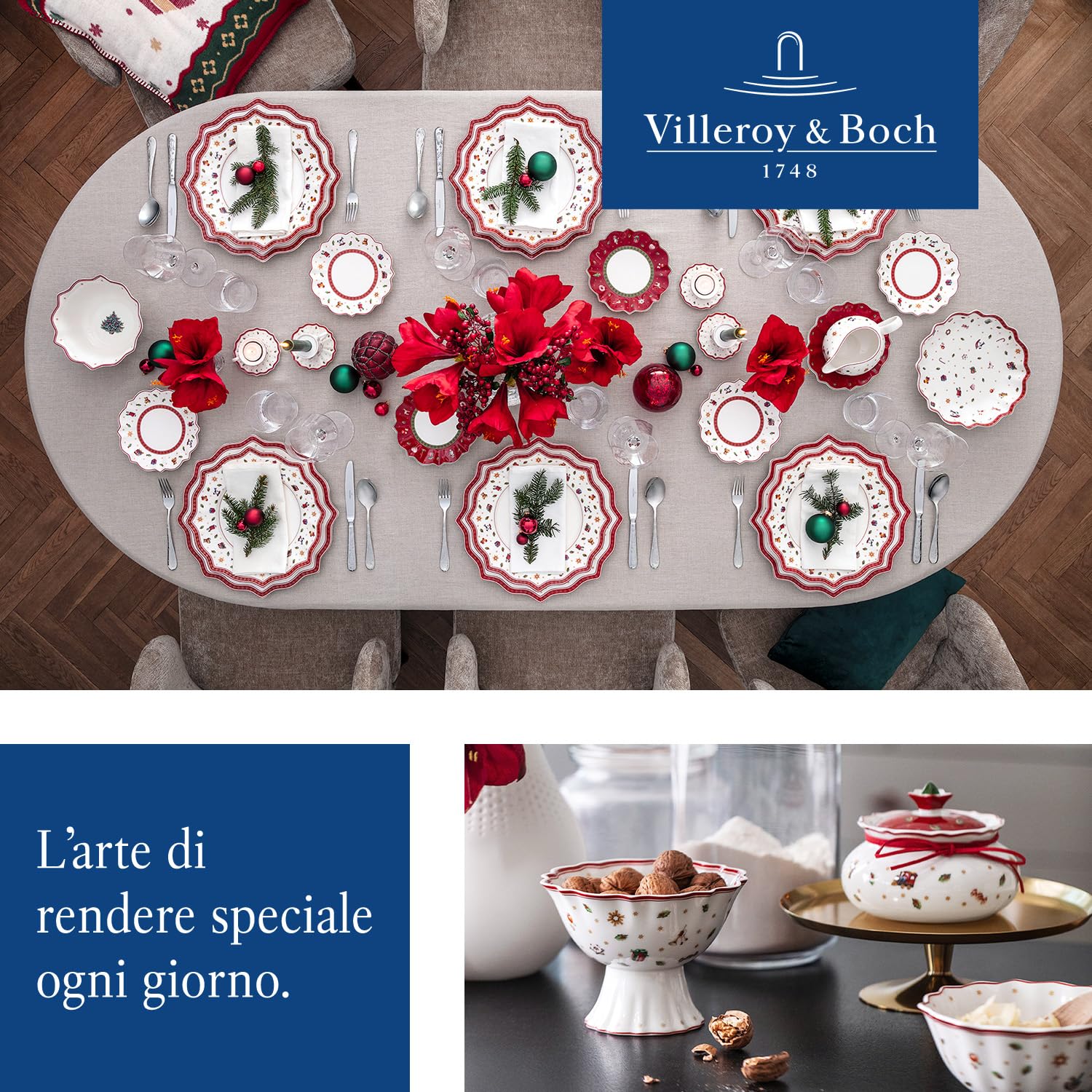 VILLEROY & BOCH Toy's Delight Salsiera con Piattino 250ml Porcellana Tavola di Natale