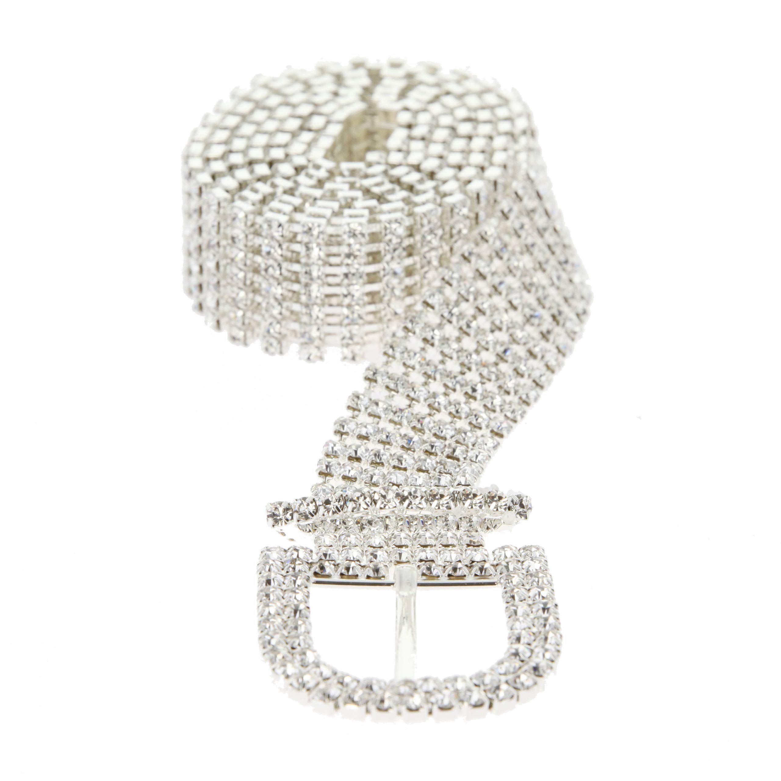 SP Sophia CollectionGlitterati 7 Row Chic Women’s Fashion Crystal Rhinestone Buckle Chain Belt