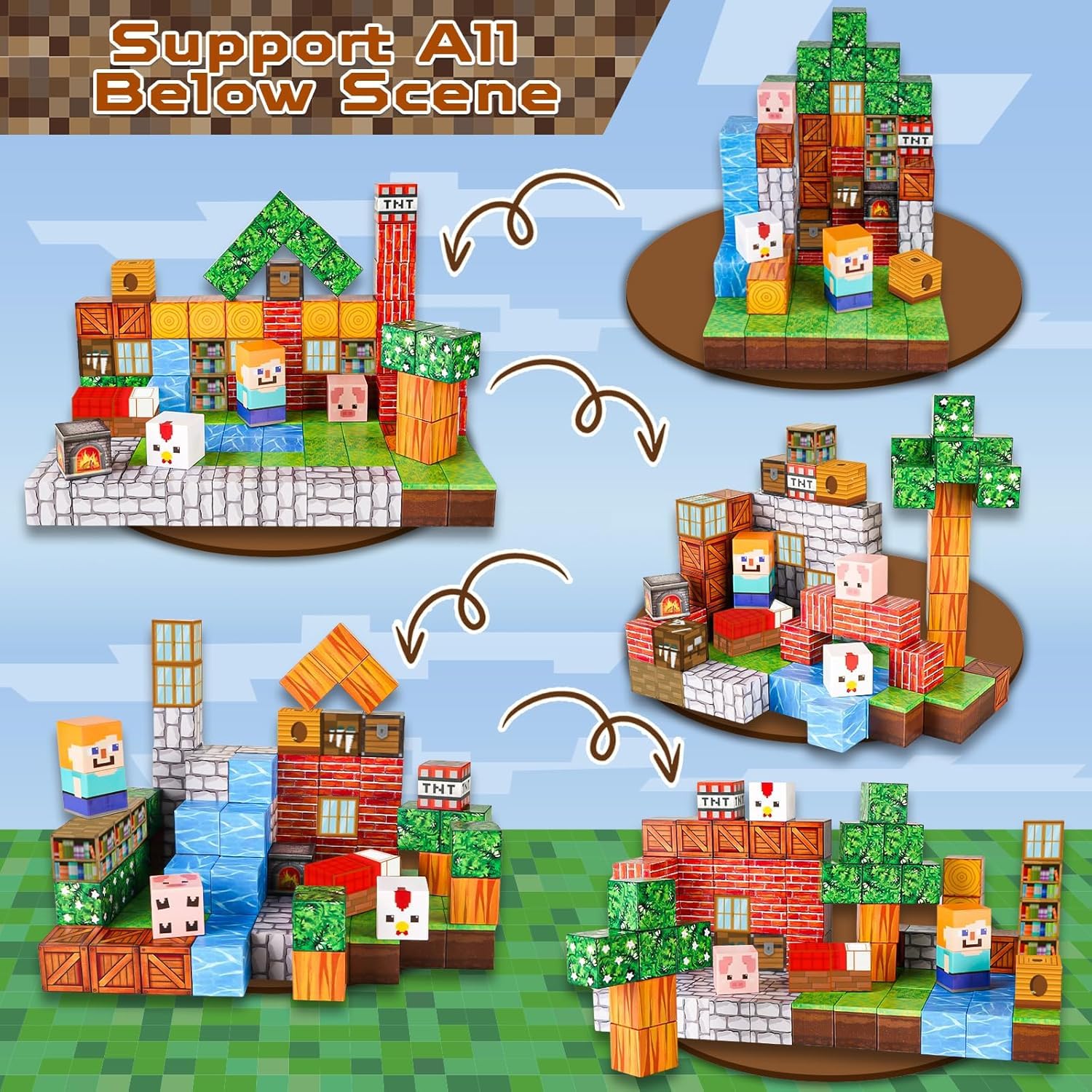 Goody King Costruzioni Magnetiche, 100 Pezzi Cubi Magnetici per Bambini, Giocattoli Magnetici Creativi Montessori da 3 4 5 6 7 Anni Ragazzo e Ragazza Magnetic Building Blocks Regali di Bambini