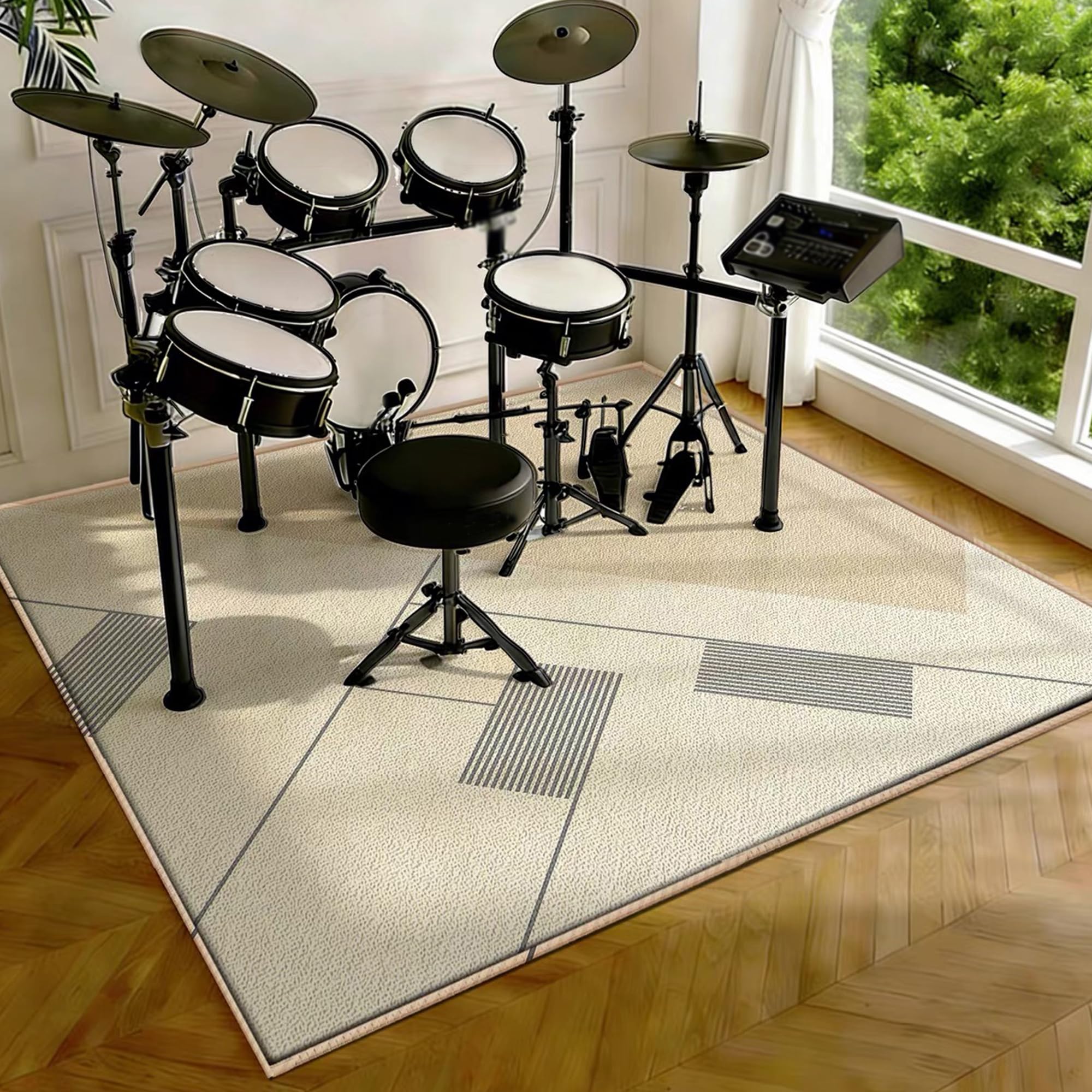 Drumming Drum Rugs, Drum Mat Drum Rug Non Slip Soundproof Mats, 170 x 140 cm Drum Carpet for Drummers Outdoor, Electronic Drum Set Practice Music Rug, Floor Protection Pad for Splash Cymbal Stands