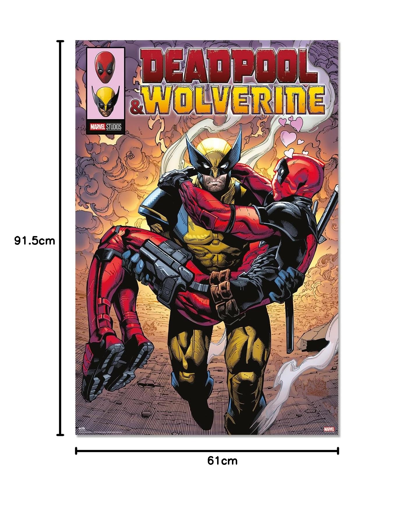 Lot 2 Mini Posters Deadpool Marvel 52x38 Cm – Affiches Officielles Grupo Erik, Déco Murale Humoristique & Dynamique