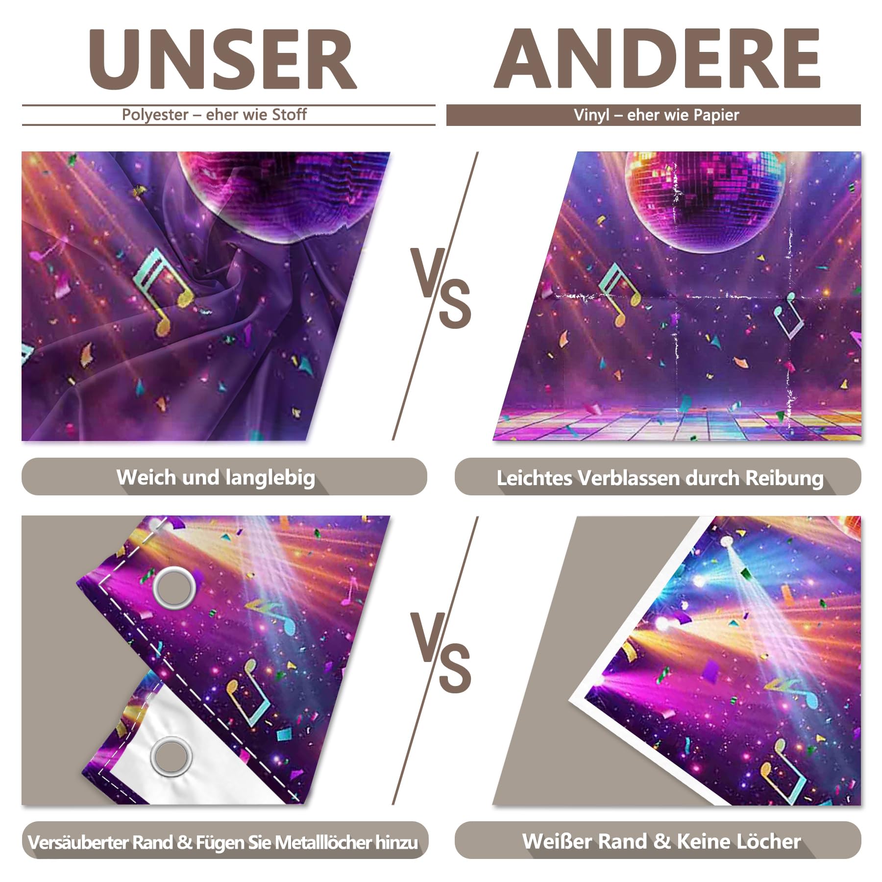 Luminora 3x2,4 m Hintergrund Discokugel Club Bühne 70-90er Musik Tanz