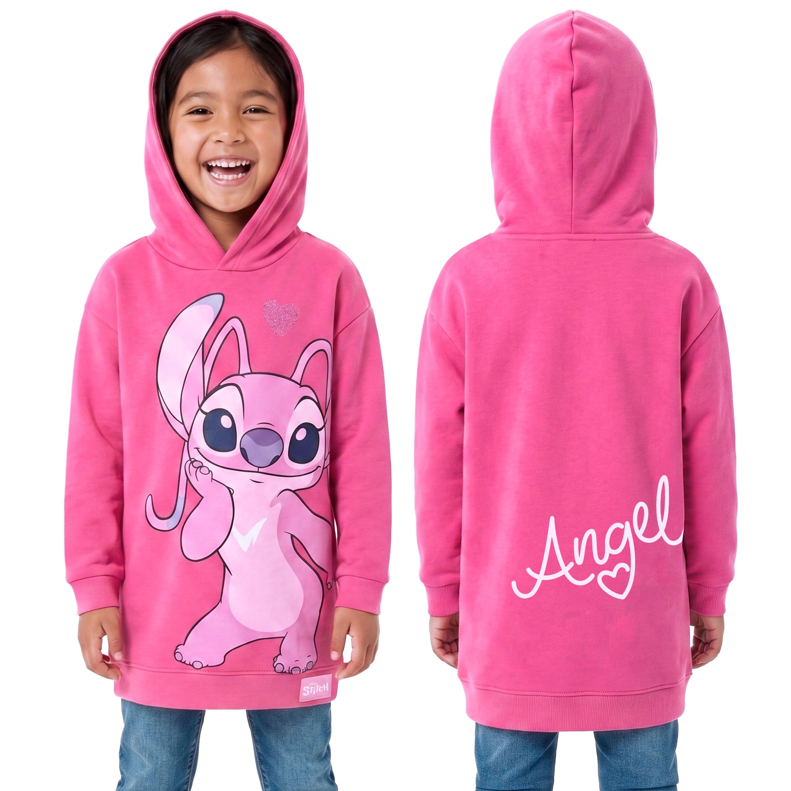 Disney Stitch Felpa Bambina | Stitch E Angel Felpa con Cappuccio | Lunga Maglioni Ragazza | Maglione Bambina | 5 E 13 Anni