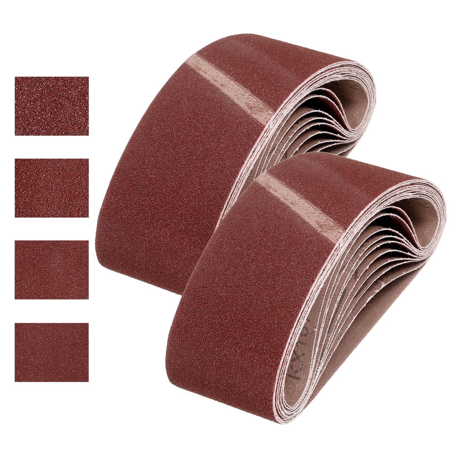 sourcing map 76mm x 457mm Sanding Belts, 24 Pcs 40/80/120/240 Grits Aluminum Oxide Abrasive Belt Sander File Belt for Woodworking, Metal Polishing, Knife Sharpener