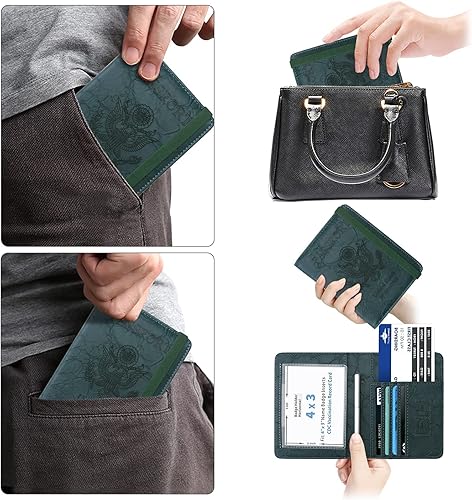 Miniatura 5 de WALNEW Soporte para pasaporte para viajes, funda de pasaporte RFID para mujeres y hombres, funda de piel sintética para pasaporte con soporte para