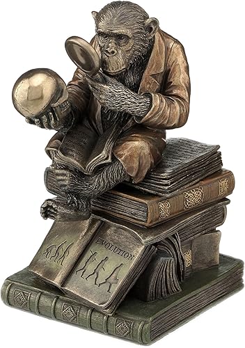 Caja decorativa de la baratija del erudito del chimpancé de 6,88 pulgadas, color de bronce