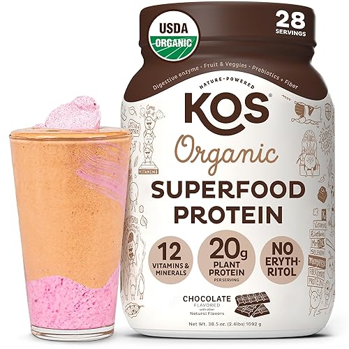KOS Vegan Protein Powder Erythritol Free, Chocolate - Organic Pea