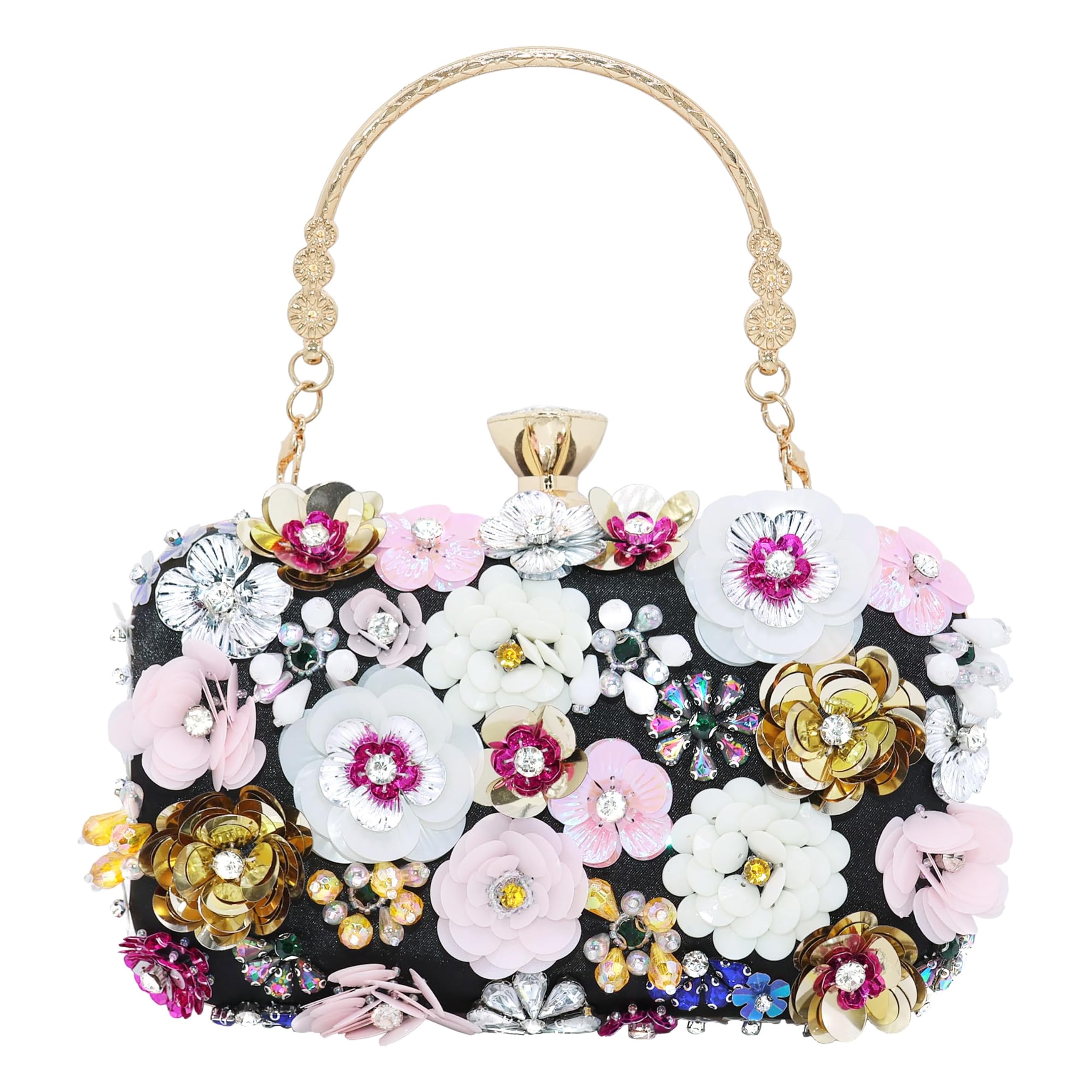 Women Clutch Purse Flower Evening Handbag Chain Shoulder Bag