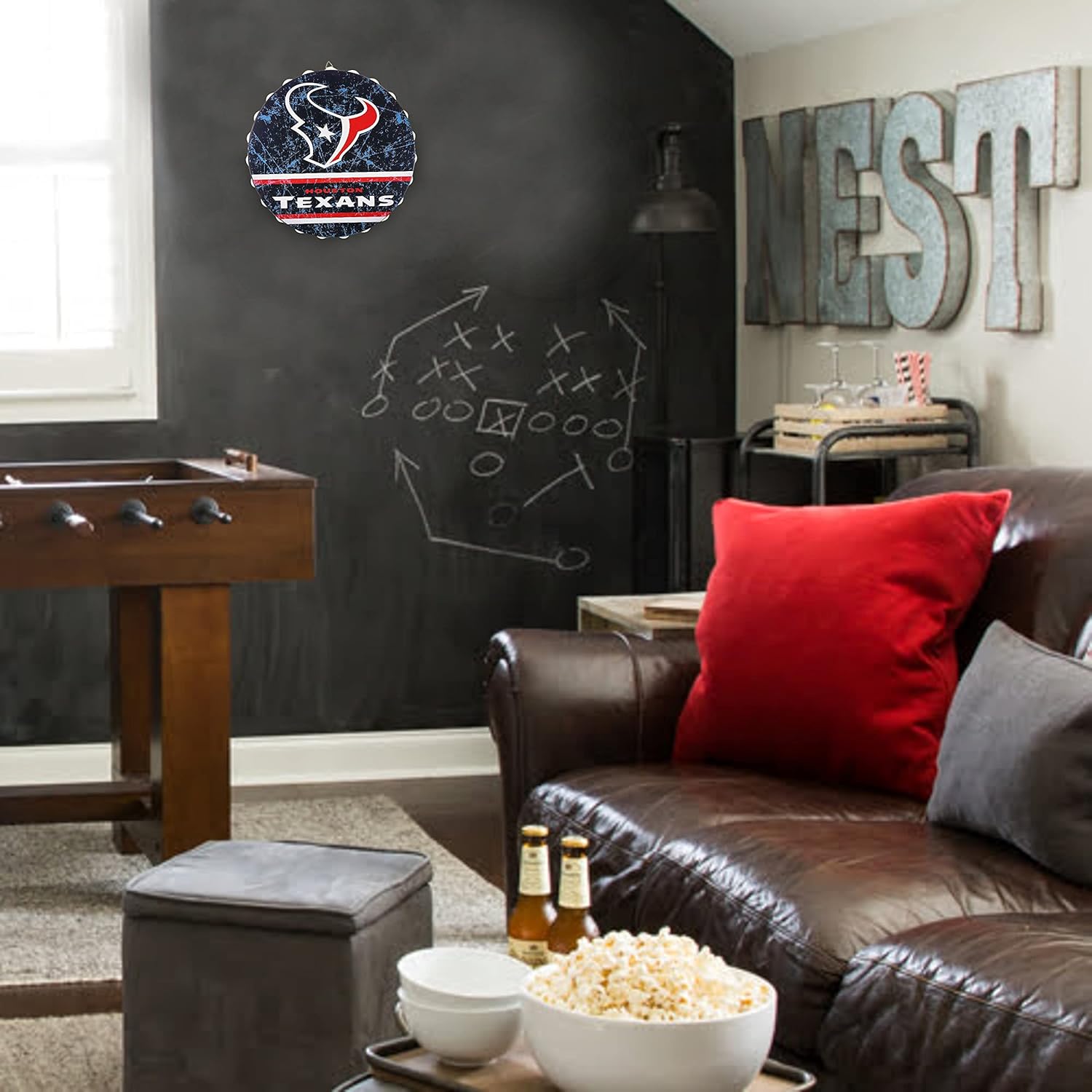 Houston Texans 13" Jumbo Metal Distressed Bottle Cap Wall Sign – Limited Edition FOCO Texans Sign – Represent the NFL and Show Your Team Spirit with Licensed Houston Football Fan Gear - Image 4
