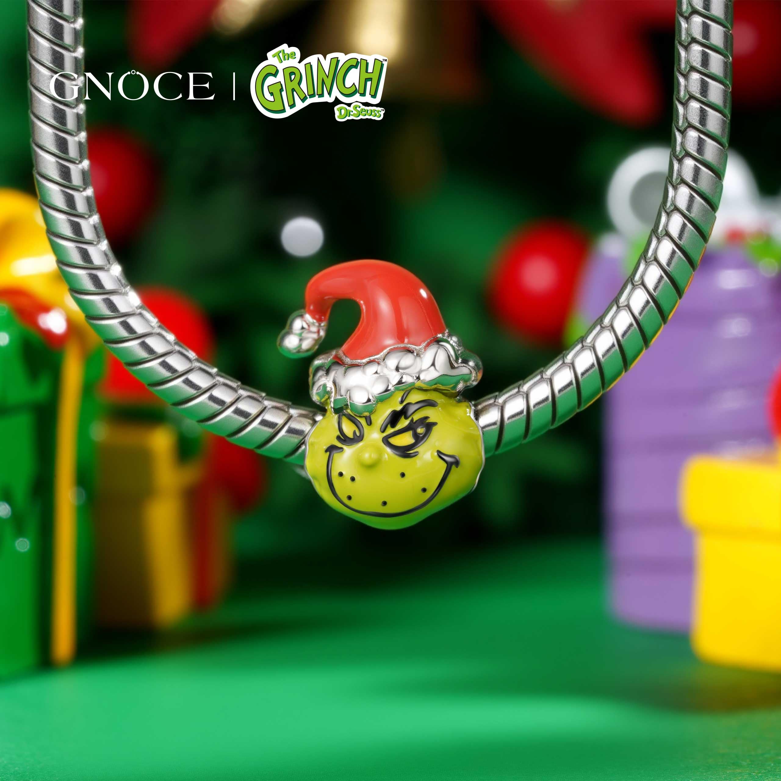 GNOCE Ciondolo a Forma Di Palla Di Natale Grinch In Argento Sterling 925 Per Donne e Ragazze Regalo Di Gioielli